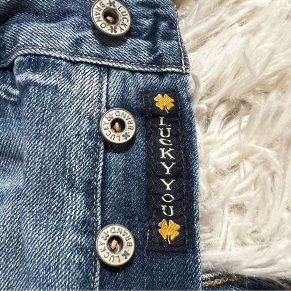 Lucky Brand The Boyfriend Short Distressed Cut-off Blue Jean Shorts Size 8/29 - Picture 10 of 10